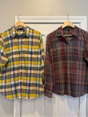 Ralph Lauren LRL Vintage Plaid Top 1X Camp Shirt Western Button Up Cotton Preppy